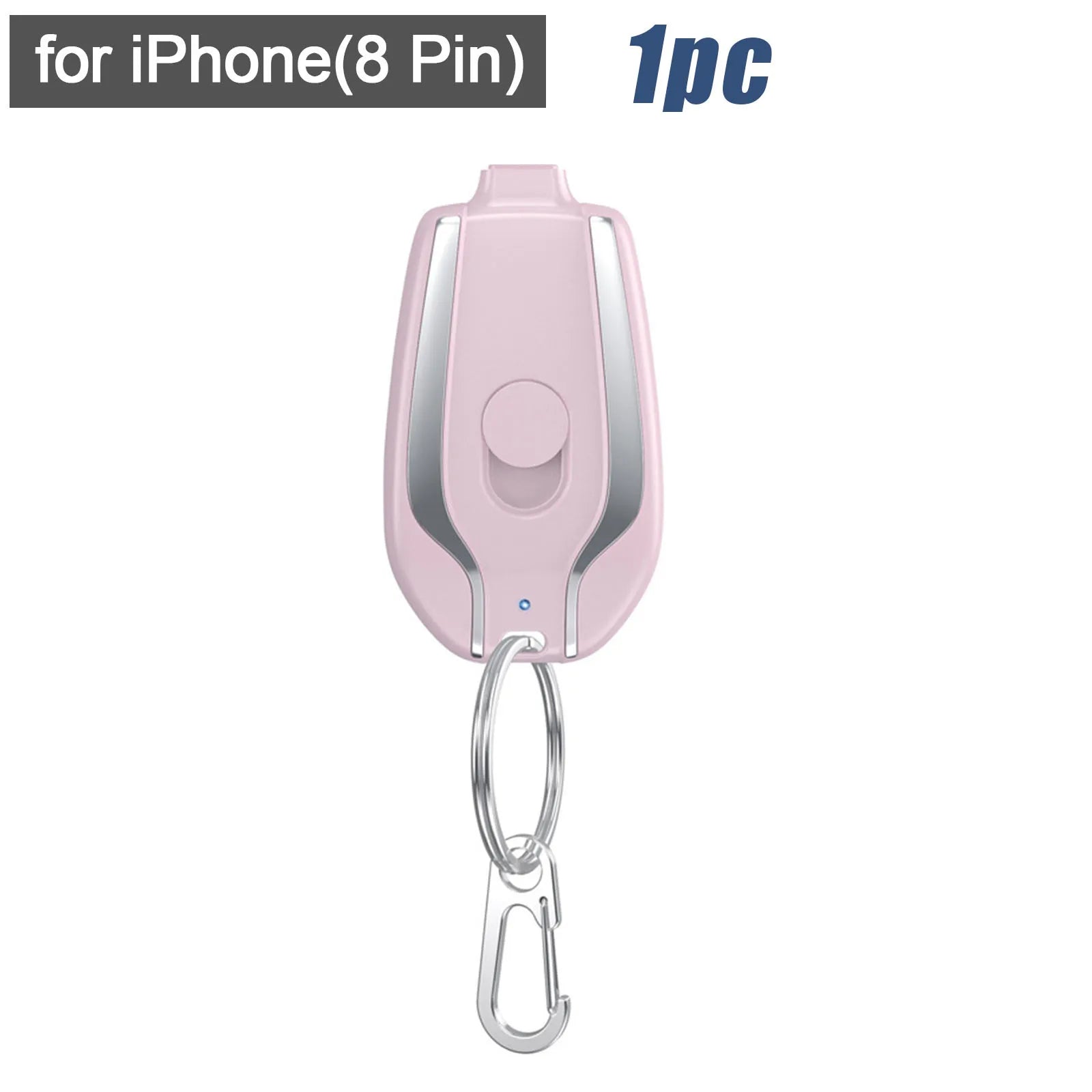 Pink keychain with carabiner on a white background