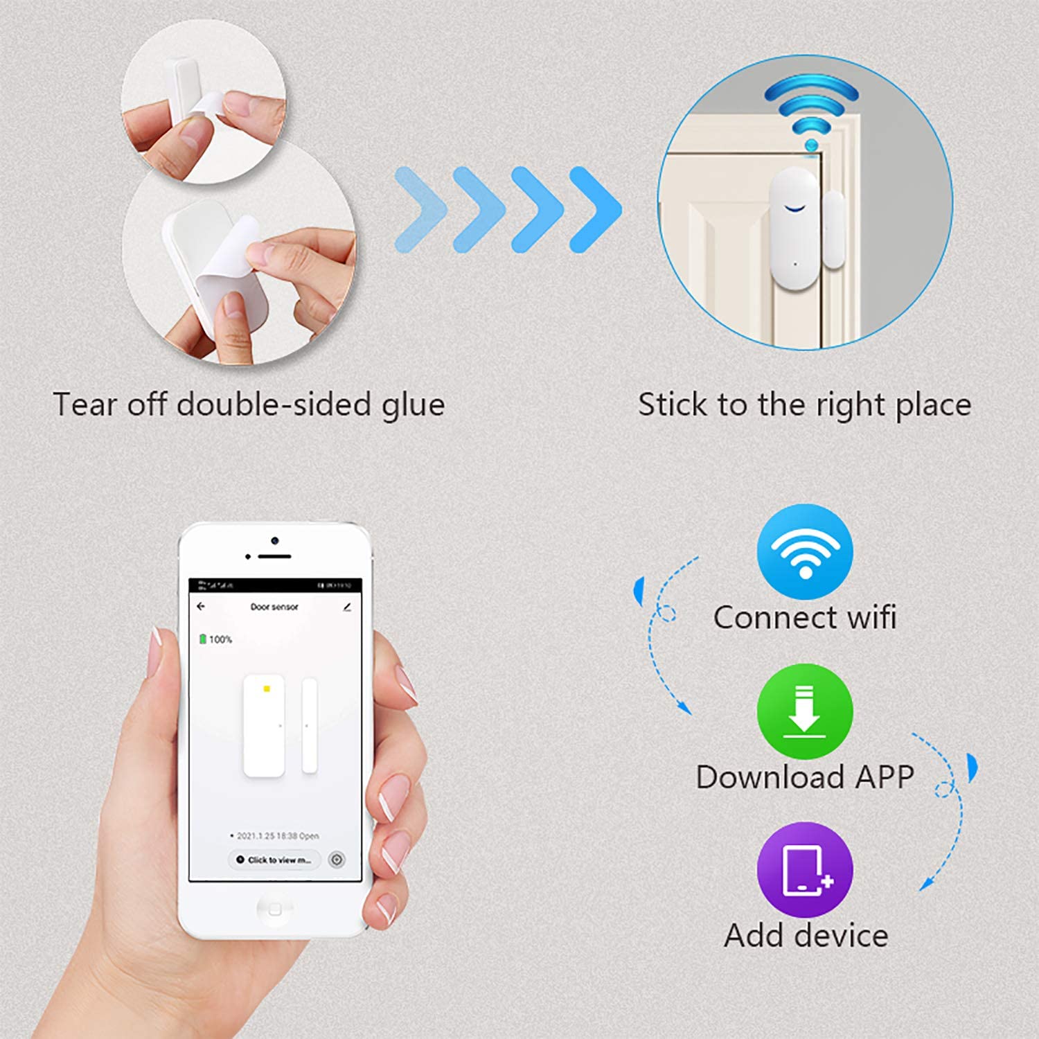Step-by-step guide on how to set up a wireless device with smartphone app control.